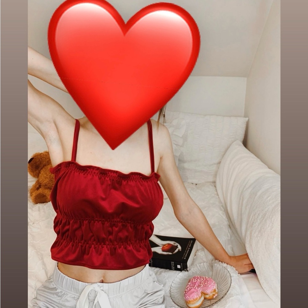 Handmade women's xs-m dark red tiered ruffle vintage renaissance style cami top